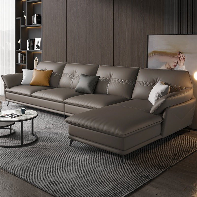 Contemporary Faux Leather Stationary Living Room Pillow Top Arm Seating
