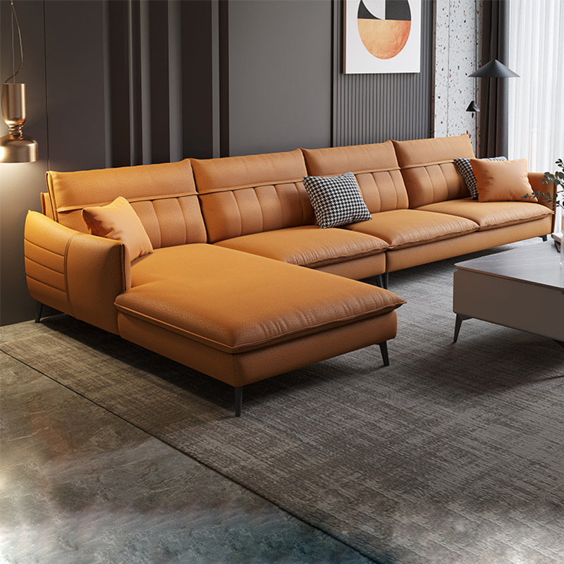 Glam Stationary Faux Leather Living Room Recessed Arm Cushions Sofa