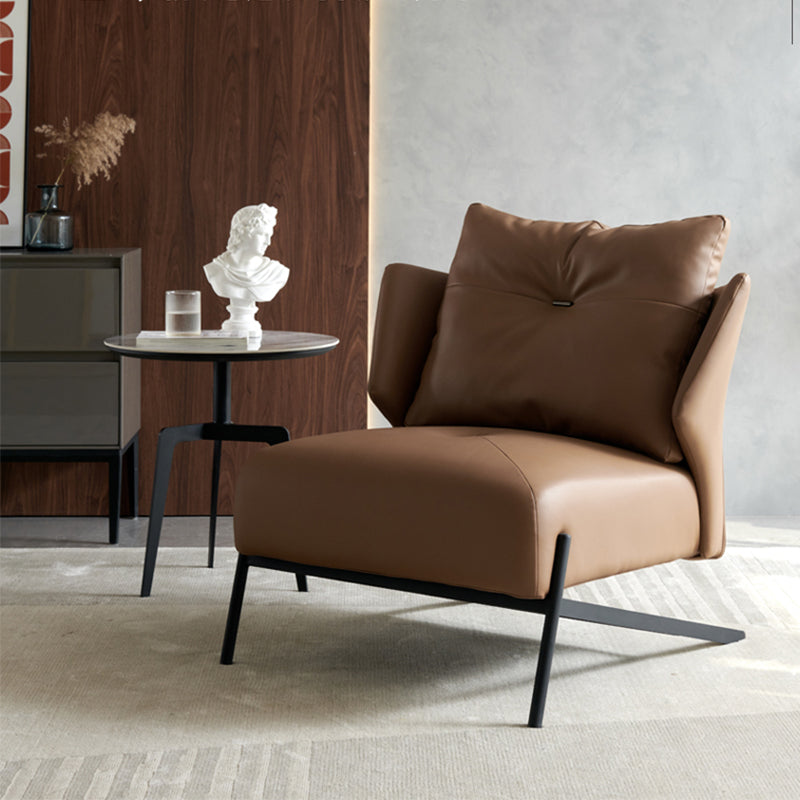 Contemporary Bonded Leather Armless with Black Legs Pillow Back Accent Room Chair