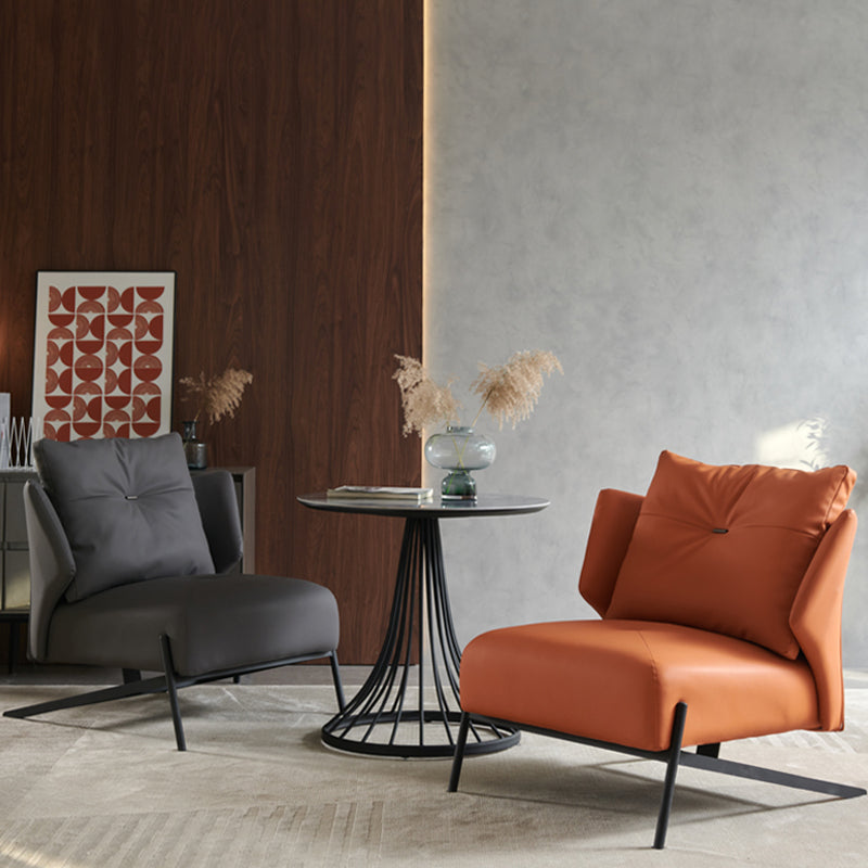Contemporary Bonded Leather Armless with Black Legs Pillow Back Accent Room Chair