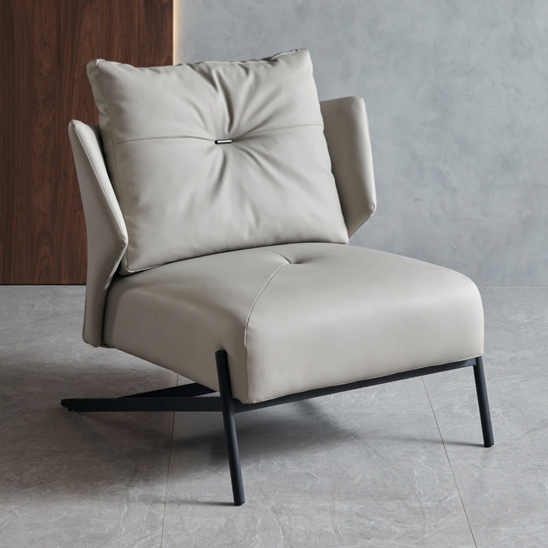 Contemporary Bonded Leather Armless with Black Legs Pillow Back Accent Room Chair
