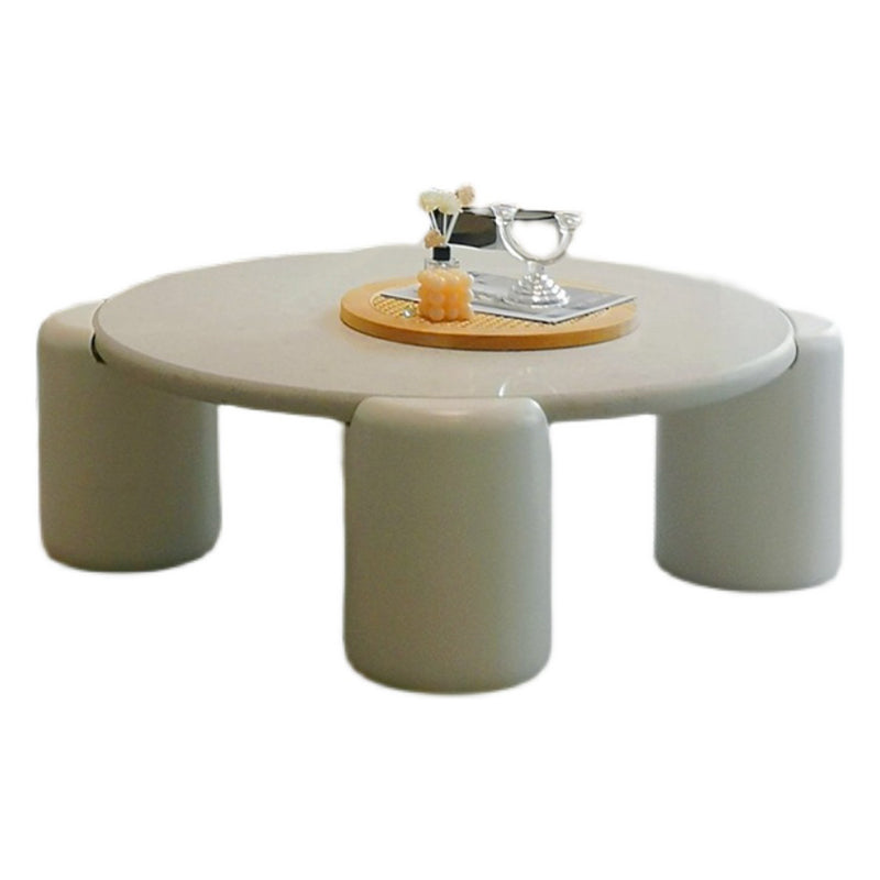 Modern Round Wood Coffee Table with 4 Legs Coffee Table in White