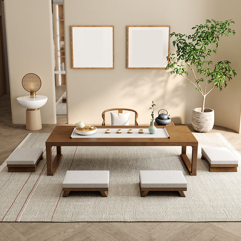 Brone Solid Wood Coffee Table with Sled Legs and Rectangular Top