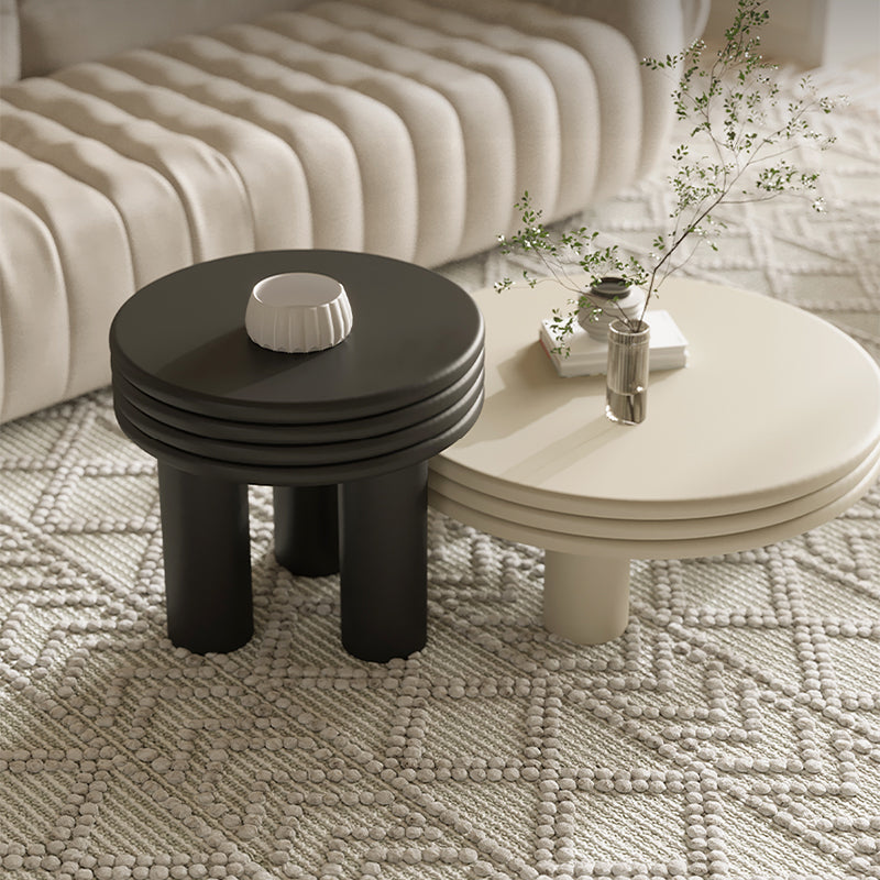 Contemporary Round Coffee Table Wooden Cocktail Table with 3 Legs