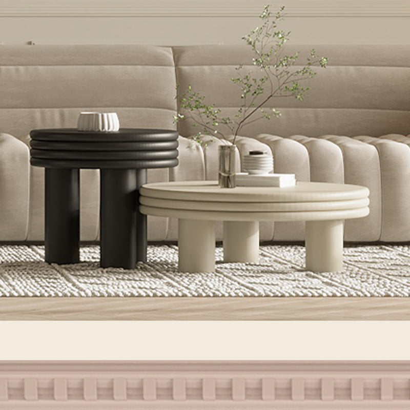 Contemporary Round Coffee Table Wooden Cocktail Table with 3 Legs