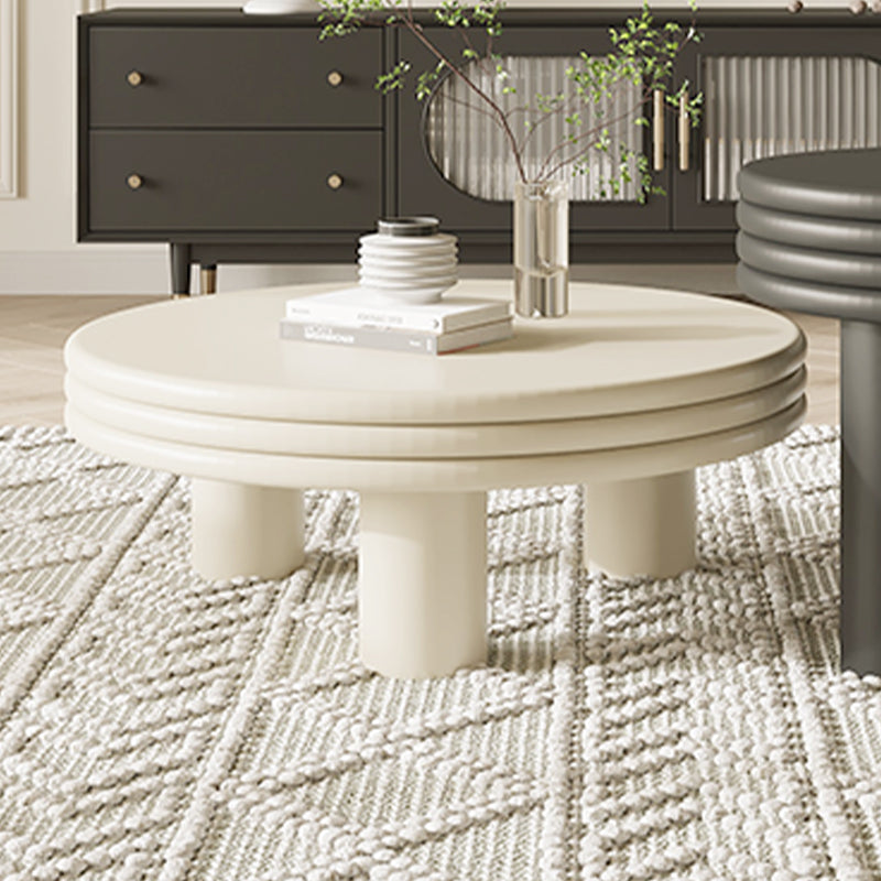 Contemporary Round Coffee Table Wooden Cocktail Table with 3 Legs