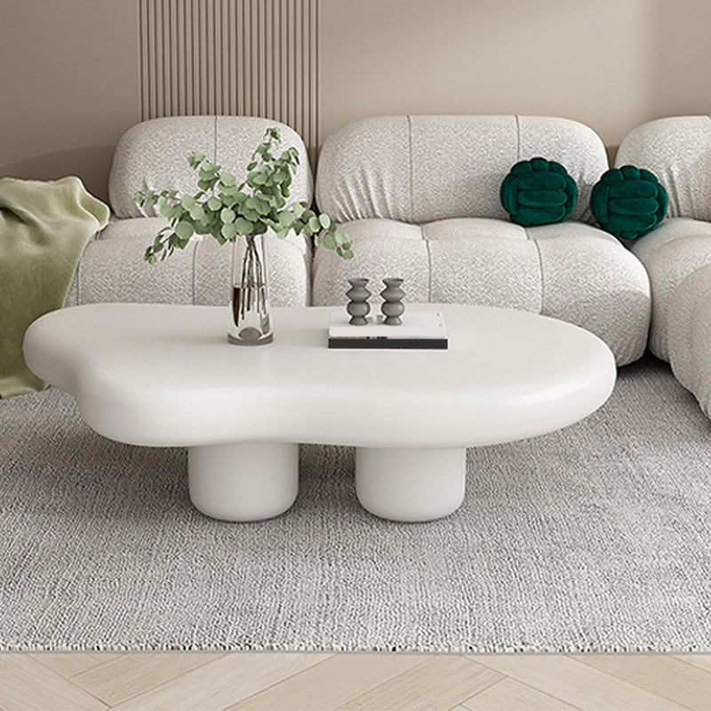 Scandinavian 4 Legs Coffee Table Free form Wooden Cocktail Table in White
