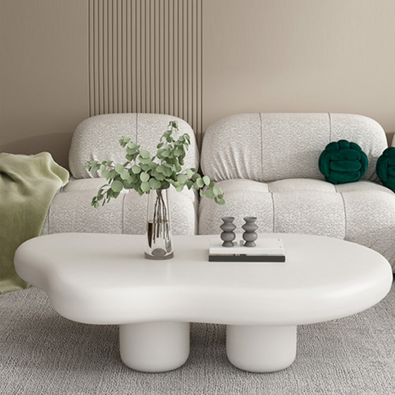 Scandinavian 4 Legs Coffee Table Free form Wooden Cocktail Table in White