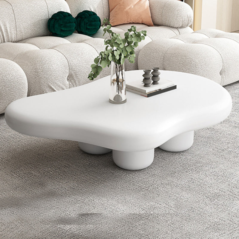Scandinavian 4 Legs Coffee Table Free form Wooden Cocktail Table in White