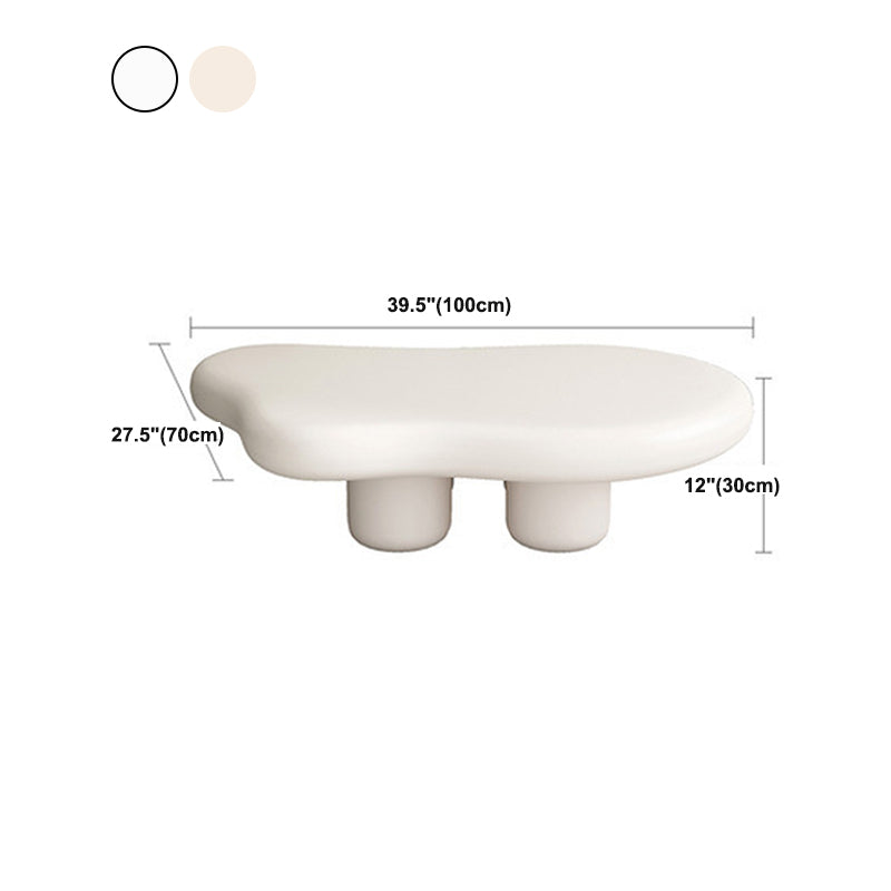 Scandinavian 4 Legs Coffee Table Free form Wooden Cocktail Table in White