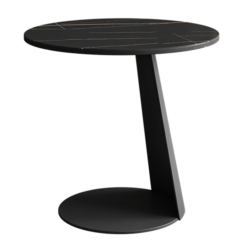 Stone Top Coffee Table with Black Metal Legs for Living Room