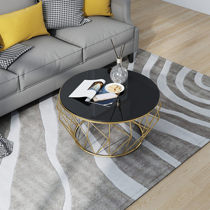 Frame Modern Simple Cocktail Table Round Glass Top Coffee Table - 17.72" H