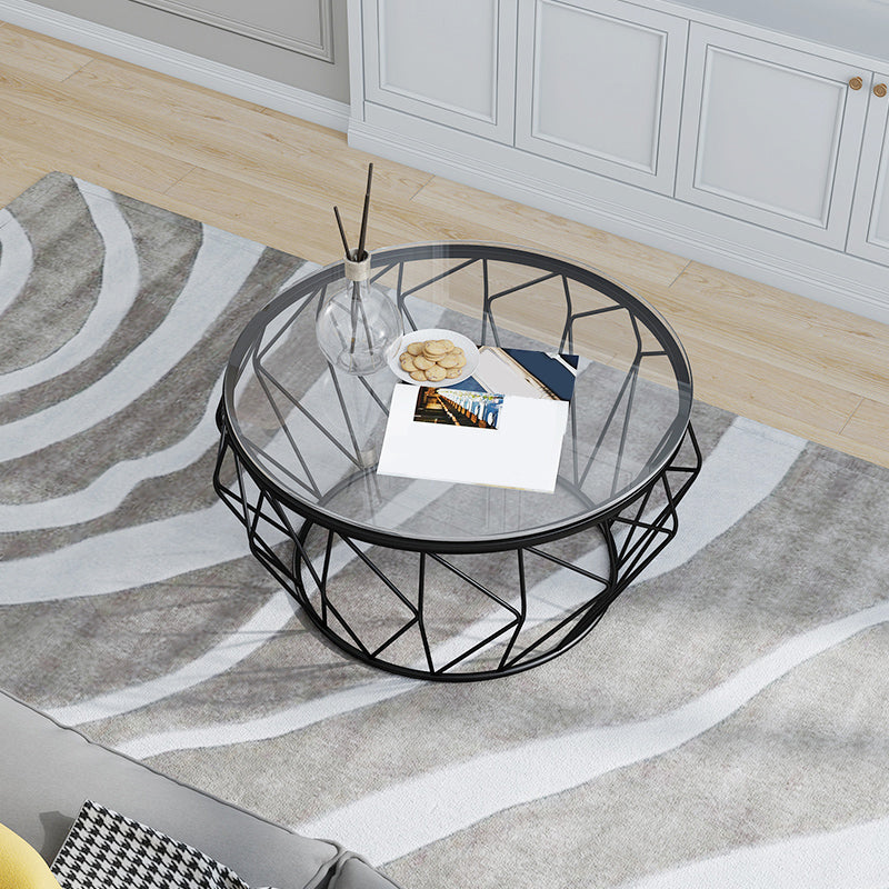 Frame Modern Simple Cocktail Table Round Glass Top Coffee Table - 17.72" H