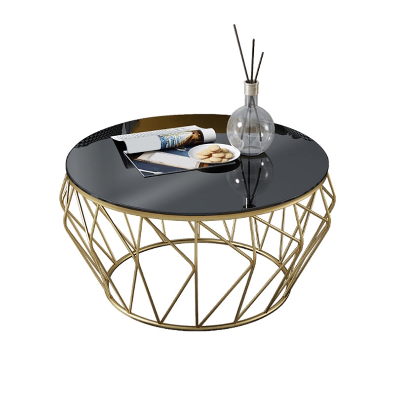 Frame Modern Simple Cocktail Table Round Glass Top Coffee Table - 17.72" H