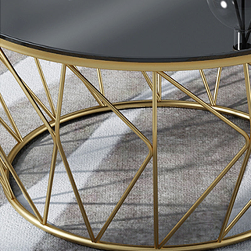 Frame Modern Simple Cocktail Table Round Glass Top Coffee Table - 17.72" H
