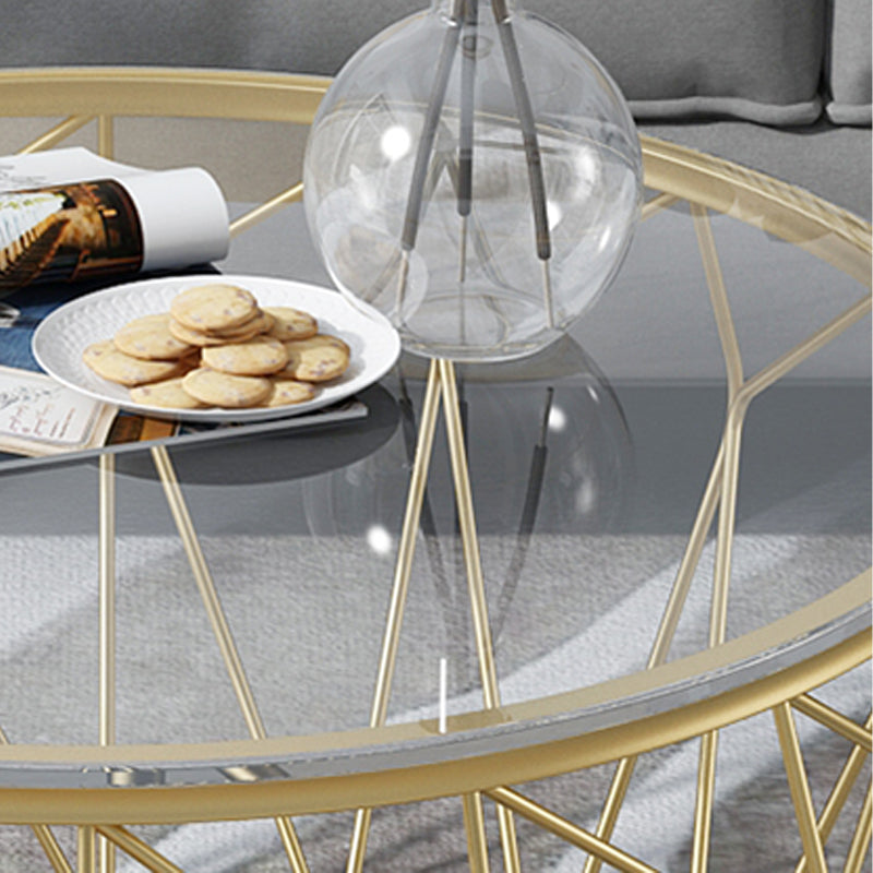 Frame Modern Simple Cocktail Table Round Glass Top Coffee Table - 17.72" H