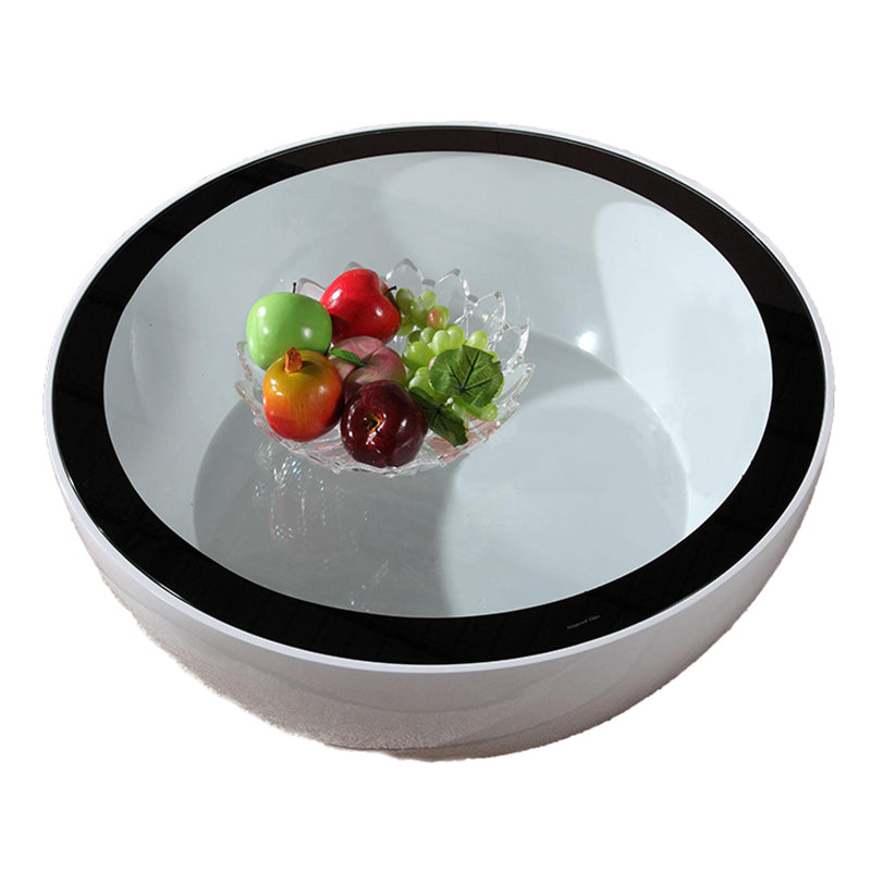 Round Glass Coffee Table Modern Simple Shelf Included Cocktail Table - Dia 32.28"