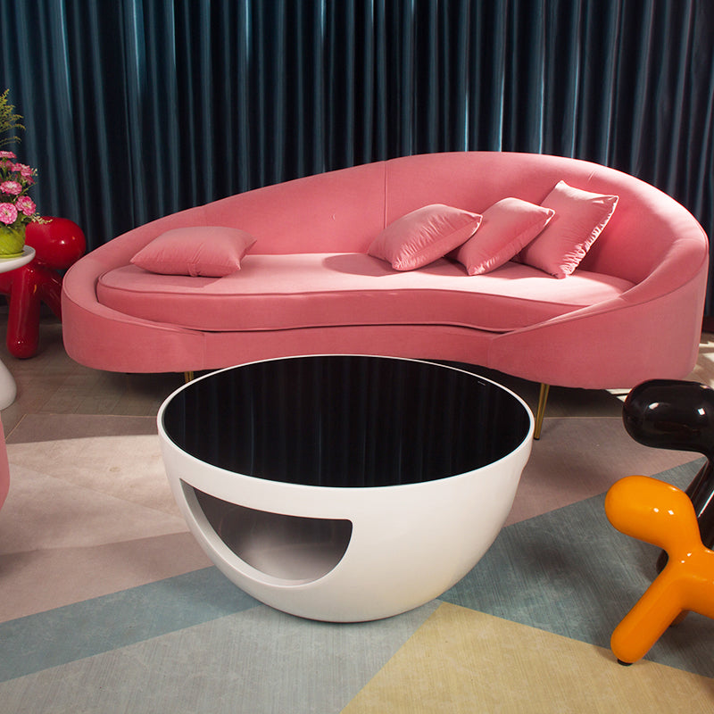 Round Glass Coffee Table Modern Simple Shelf Included Cocktail Table - Dia 32.28"