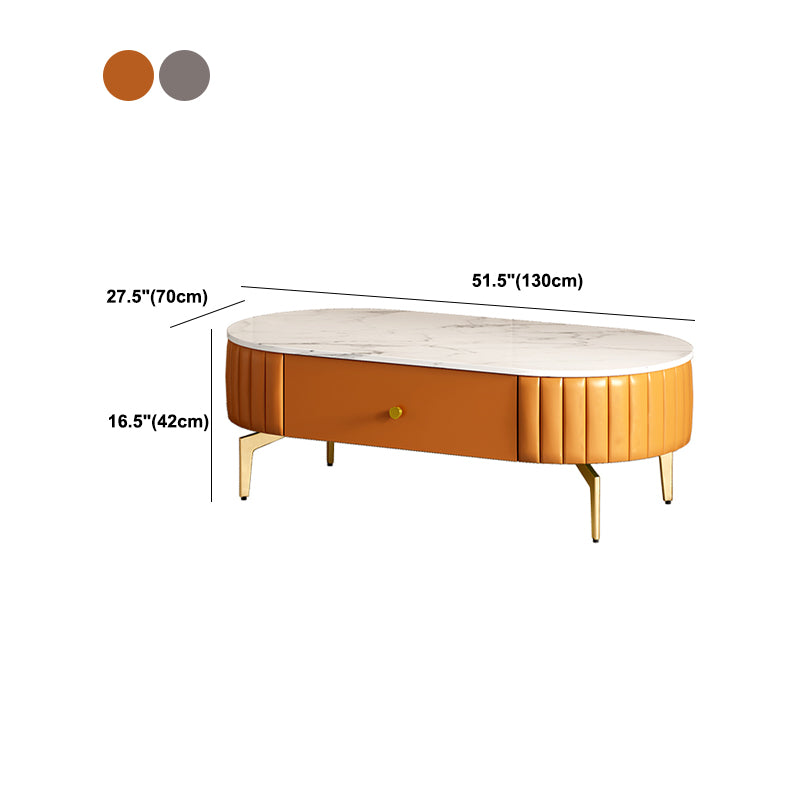 4 Legs Metal Coffee Table Draw included Oval Single Cocktail Table