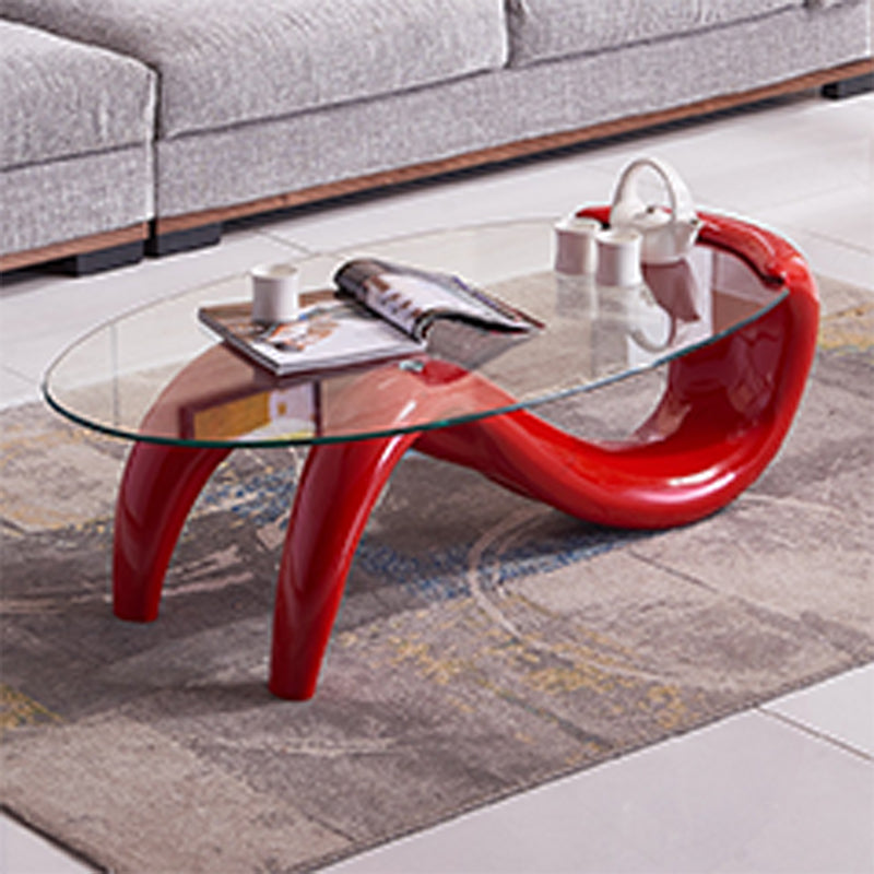 Abstract 1 Single Cocktail Table Modern Clear Glass Top Coffee Table