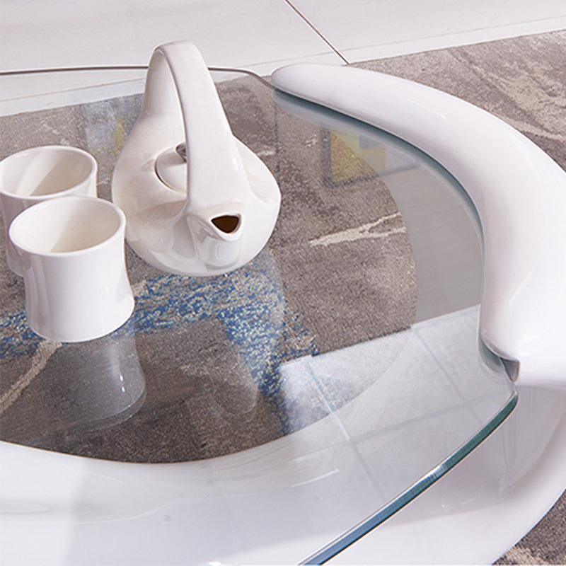 Abstract 1 Single Cocktail Table Modern Clear Glass Top Coffee Table