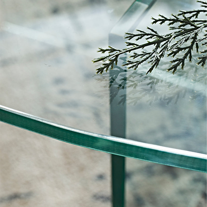 Round Clear Glass Coffee Table Dia 39.37-In 1 Single Cocktail Table