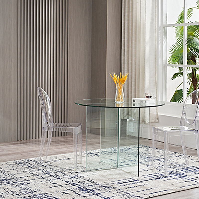 Round Clear Glass Coffee Table Dia 39.37-In 1 Single Cocktail Table