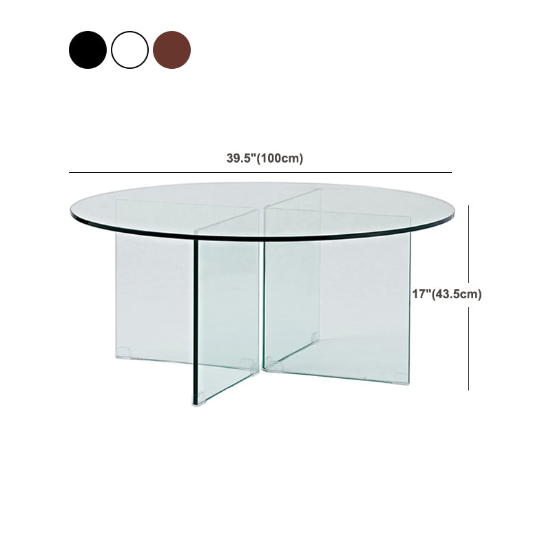 Round Clear Glass Coffee Table Dia 39.37-In 1 Single Cocktail Table