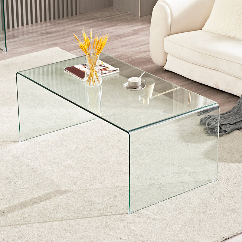 Modern Clear Glass Coffee Table 19.69"h Minimalist Cocktail Table