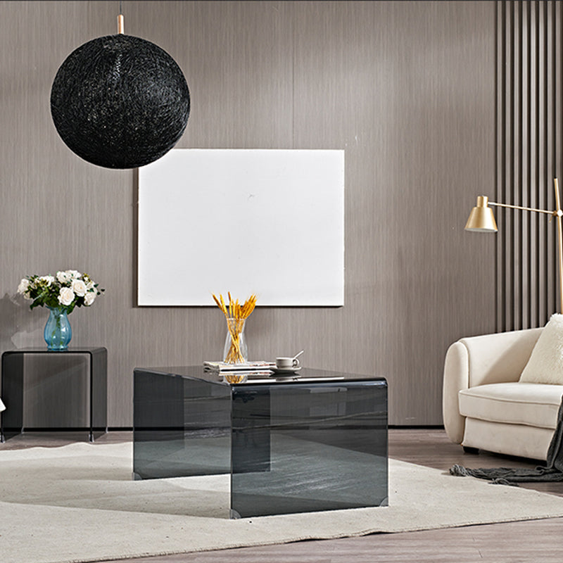 Modern Clear Glass Coffee Table 19.69"h Minimalist Cocktail Table