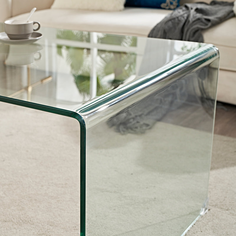 Modern Clear Glass Coffee Table 19.69"h Minimalist Cocktail Table
