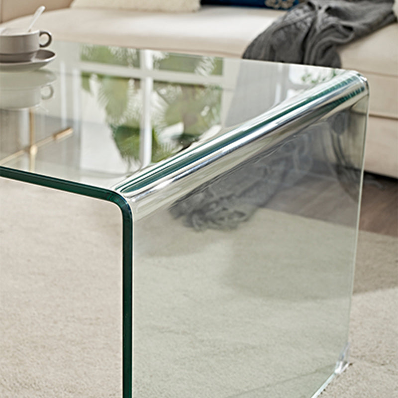 Modern Clear Glass Coffee Table 19.69"h Minimalist Cocktail Table