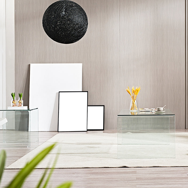 Modern Clear Glass Coffee Table 19.69"h Minimalist Cocktail Table