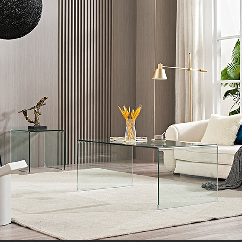 Modern Clear Glass Coffee Table 19.69"h Minimalist Cocktail Table