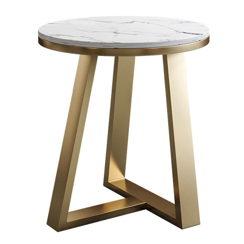 Oval Stone Top Coffee Table with Iron Cross Base Cocktail Table in White