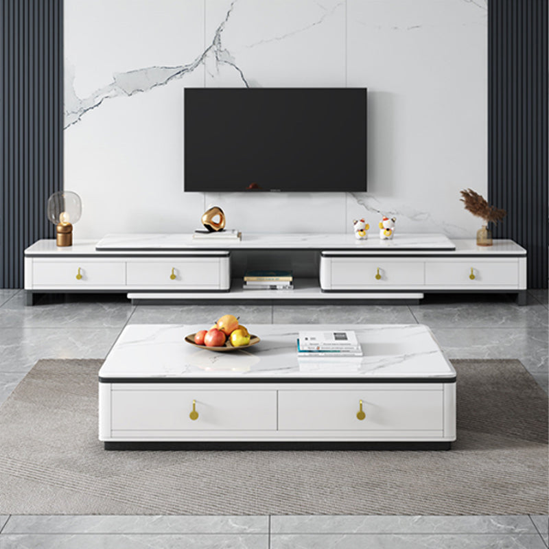 Stone Rectangular Coffee Table with Drawers 15.75" H 1 Single Cocktail Table