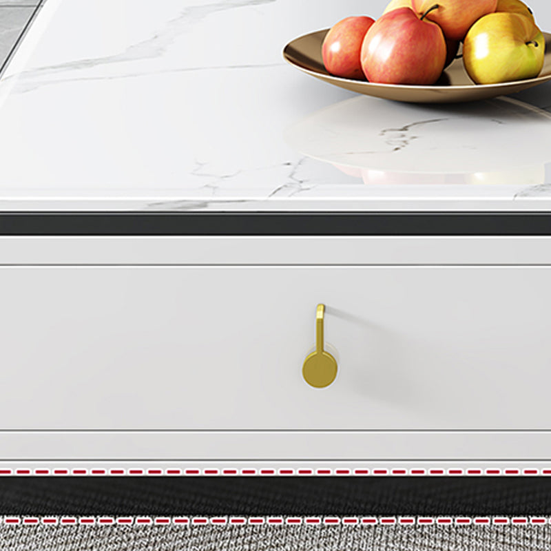 Stone Rectangular Coffee Table with Drawers 15.75" H 1 Single Cocktail Table