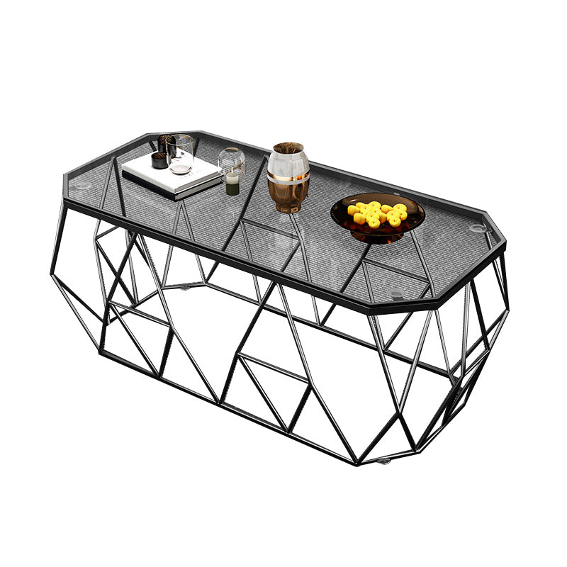 Modern Frame Coffee Cocktail Table Rectangular Glass Top Cocktail Table for Home