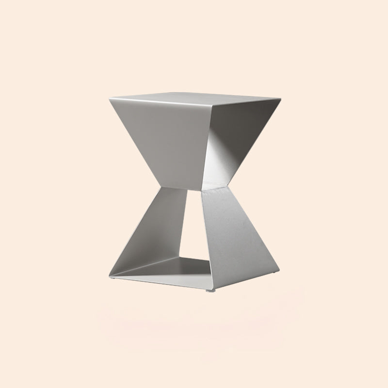 Rectangle Steel Top Side Table 19.68" Tall Abstract Base End Table with Shelves