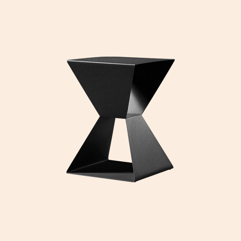 Rectangle Steel Top Side Table 19.68" Tall Abstract Base End Table with Shelves