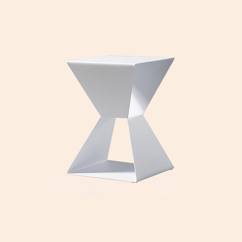 Rectangle Steel Top Side Table 19.68" Tall Abstract Base End Table with Shelves
