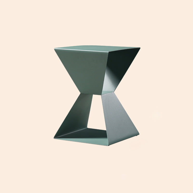 Rectangle Steel Top Side Table 19.68" Tall Abstract Base End Table with Shelves