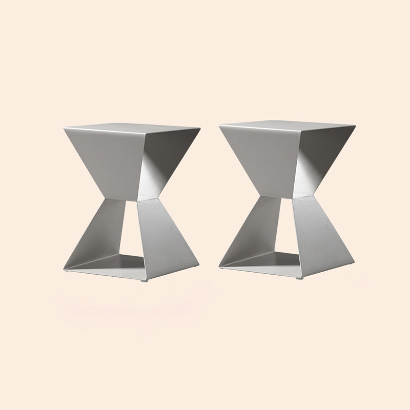 Rectangle Steel Top Side Table 19.68" Tall Abstract Base End Table with Shelves