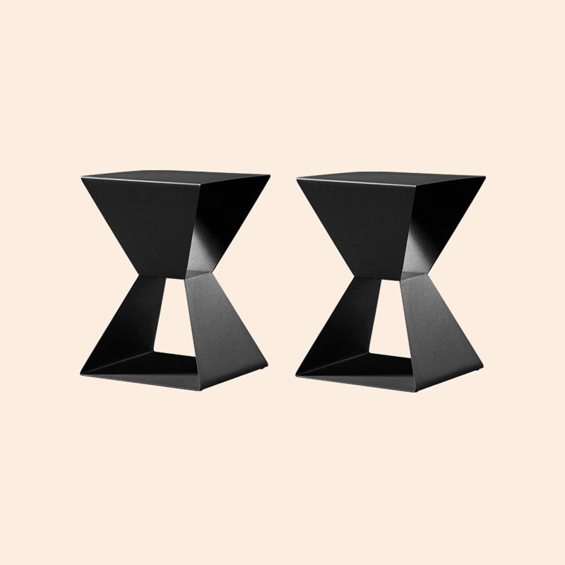 Rectangle Steel Top Side Table 19.68" Tall Abstract Base End Table with Shelves