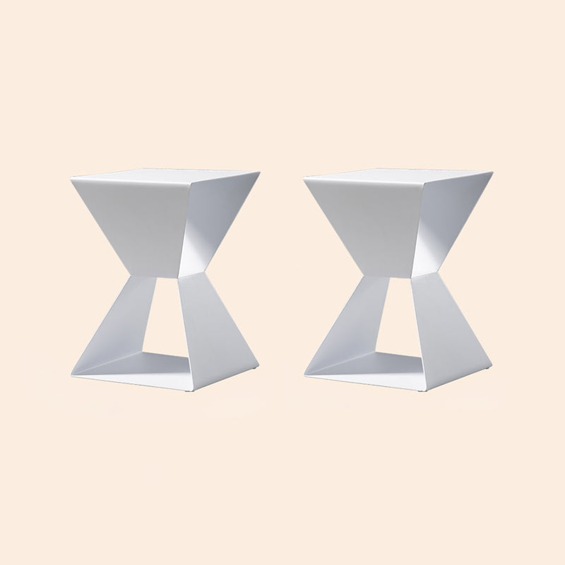 Rectangle Steel Top Side Table 19.68" Tall Abstract Base End Table with Shelves