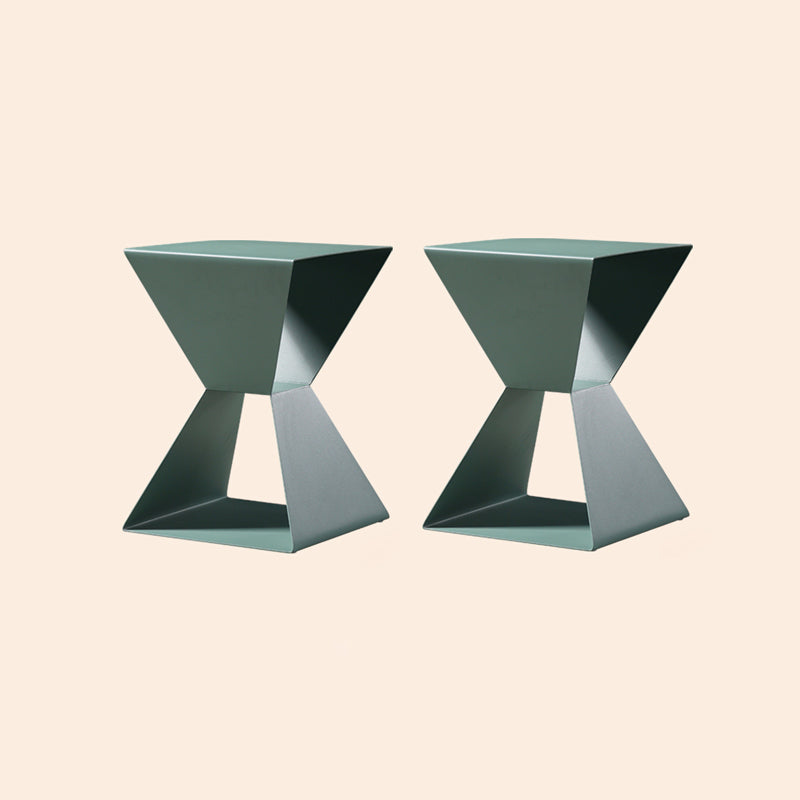 Rectangle Steel Top Side Table 19.68" Tall Abstract Base End Table with Shelves
