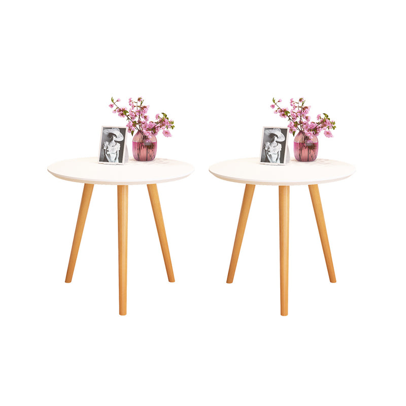 Scandinavian Round Wooden Top Side Table 19.68" Tall 3 Legs End Table