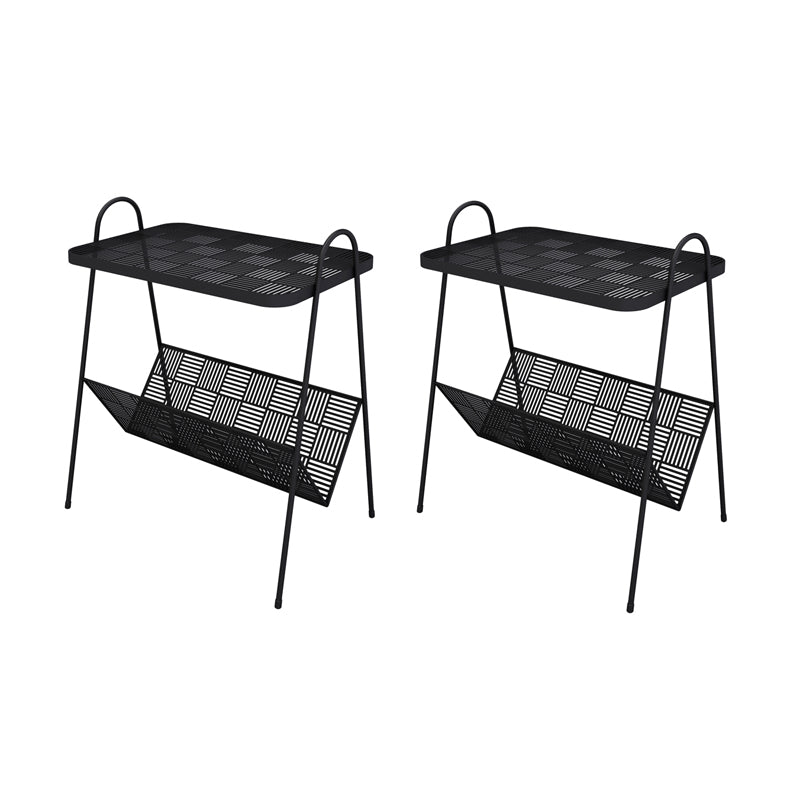 22.8" Tall Rectangle Top Side Table Iron Sled Base End Table with Magazine Holder