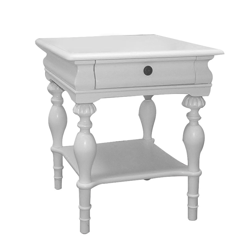 Wooden Square Top Side Table 22.8" Tall 4 Legs End Table with Storage