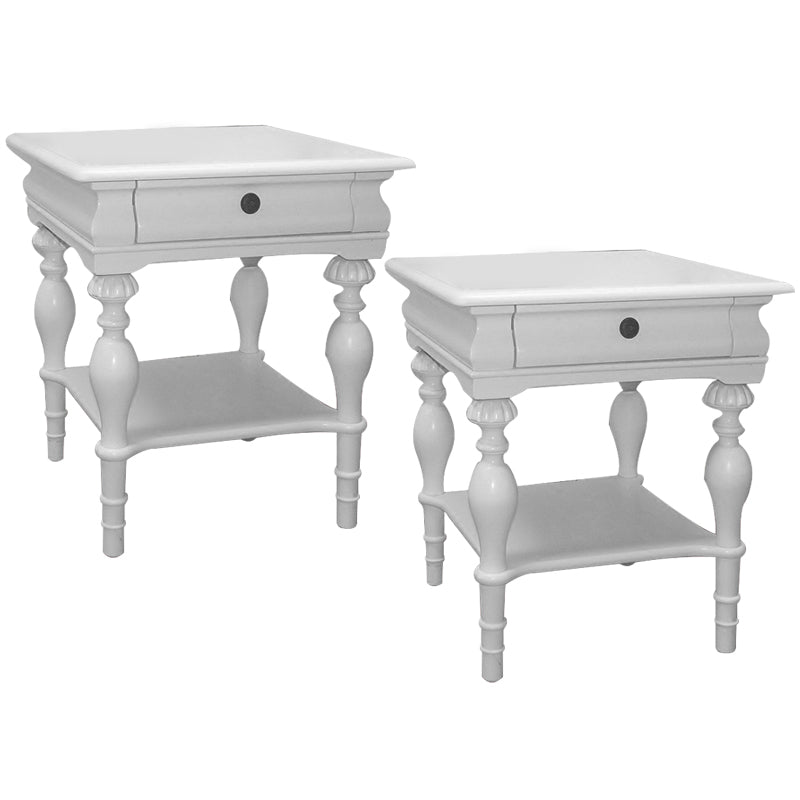 Wooden Square Top Side Table 22.8" Tall 4 Legs End Table with Storage